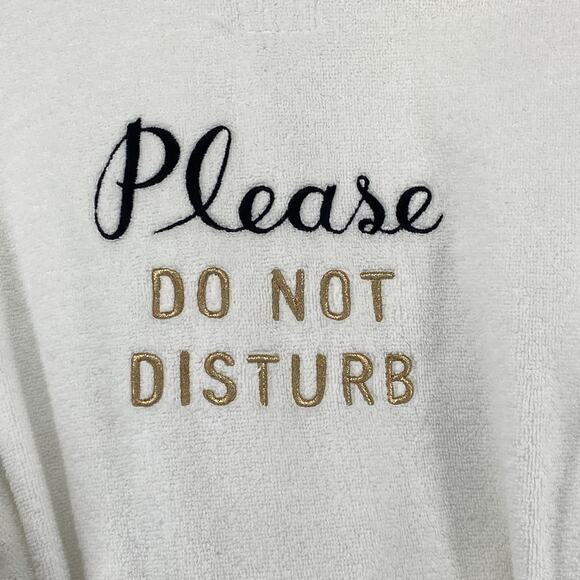 KATE SPADE NEW YORK Robe Womens XS Please Do Not Disturb Terry Belted White - Picture 9 of 15